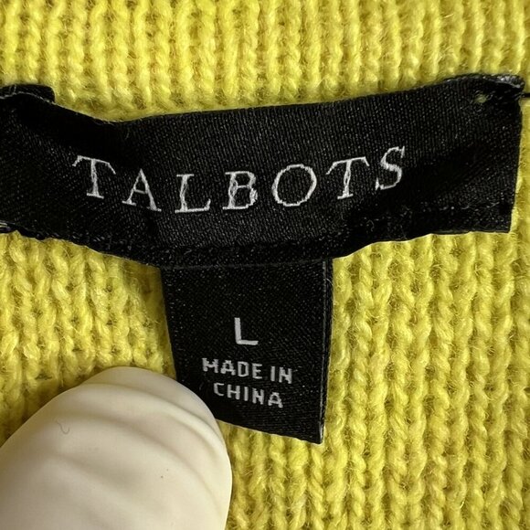 Talbots Womens L Spring Yellow Open Cardigan Wool Blend Knit Sweater Blazer - Picture 14 of 16